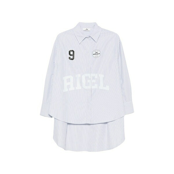 マークエリス レディース シャツ トップス Vertical-stripe logo-print shirt Blue|asty