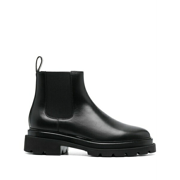 サントーニ レディース ブーツ シューズ Round-toe leather boots Black|asty