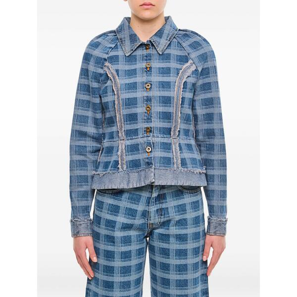 モリー ゴダード レディース 上衣＆上衣 アウター Checked denim jacket -