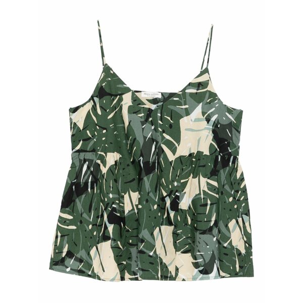 マルコポーロ レディース シャツ トップス Leaf-print v-neck top Green