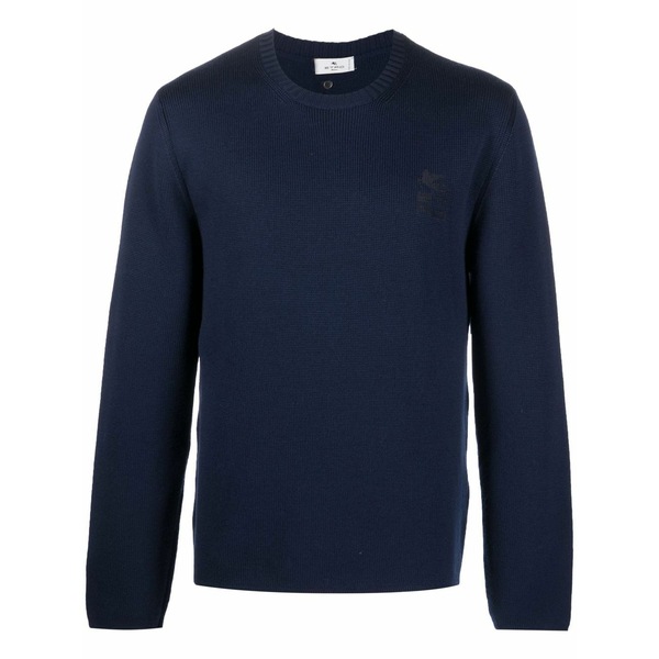 エトロ メンズ 編み物\u0026プルオーバー アウター Crew-neck pullover jumper Blue