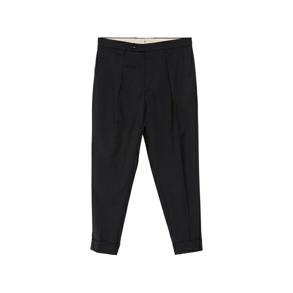 ベルウィッチ メンズ 心地好いズボン下 ボトムス Chiaia pleated cuffed trousers Blue