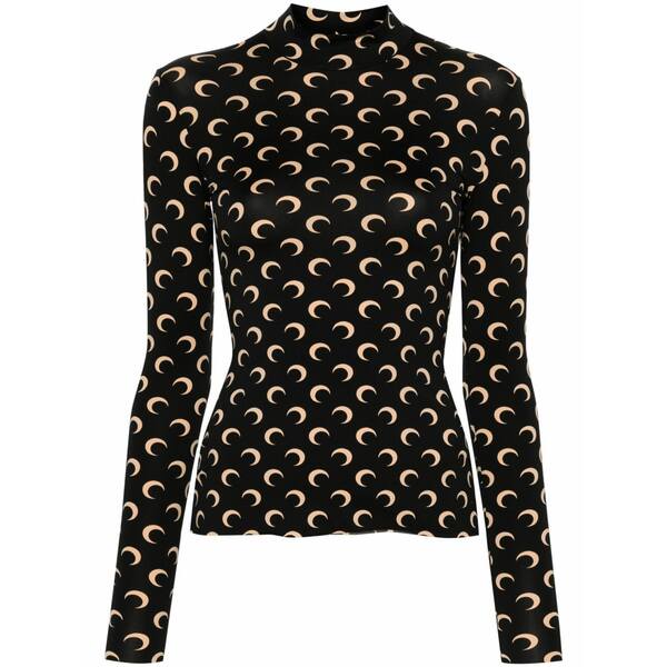 マリーン セル レディース Tシャツ トップス Crescent moon top Black|asty