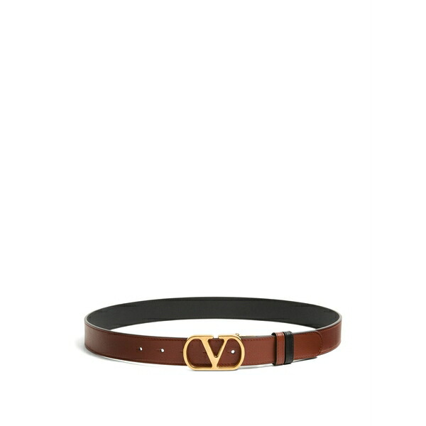 ヴァレンティノ ガラヴァーニ レディース 三尺帯 付属物 Vlogo signature reversible shiny calfskin belt - 30粍 / 1.2 インチ. Brown