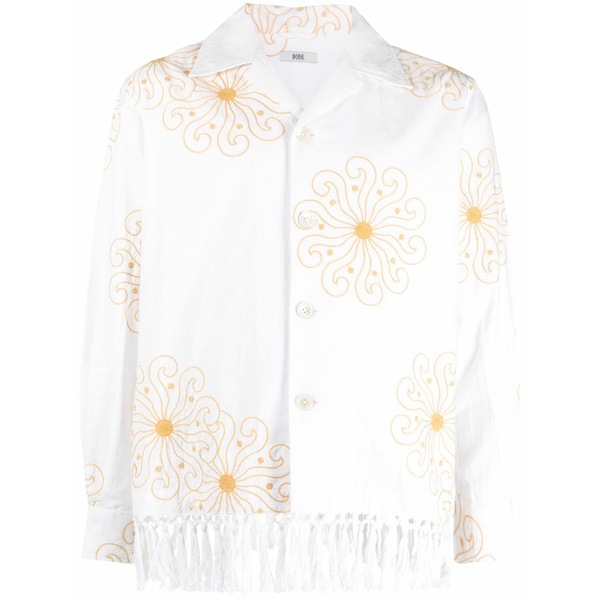 ボーディ メンズ プルオーバー トップス Soleil fringe long-sleeved shirt White