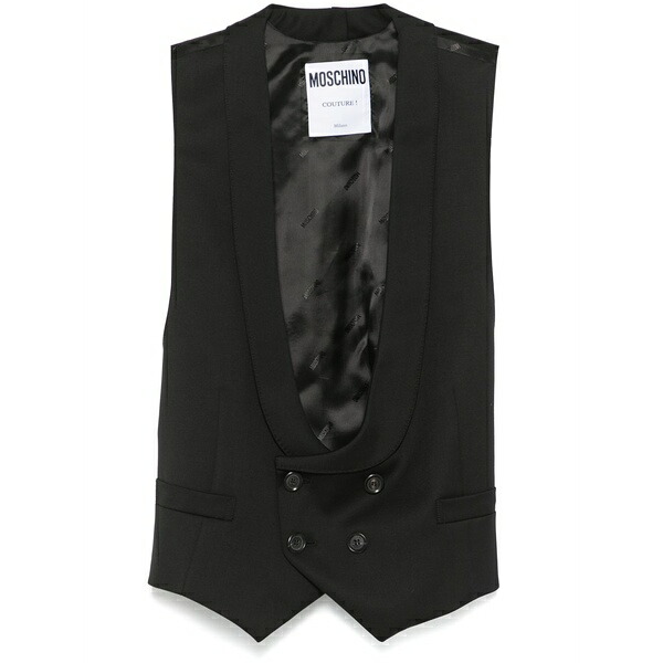モスキーノ レディース 上衣＆上衣 アウター Scoop-neck waistcoat Black