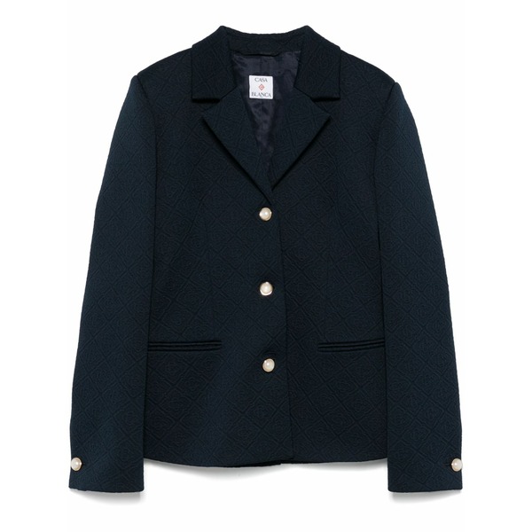 カサブランカ レディース 上衣＆上衣 アウター Monogram-jacquard single-breasted jacket Blue