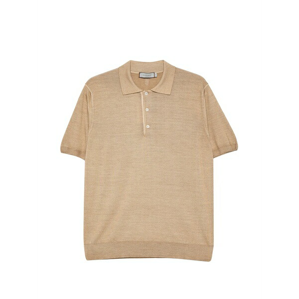 カナーリ メンズ スポーツシャツ トップス Button short-sleeve polo shirt Brown