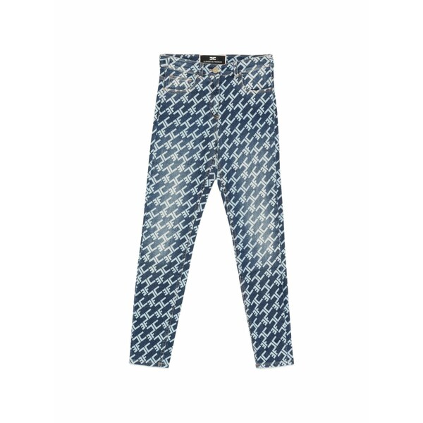 エリザベスフランキ レディース デニムパンツ ボトムス Logo-print jeans Blue