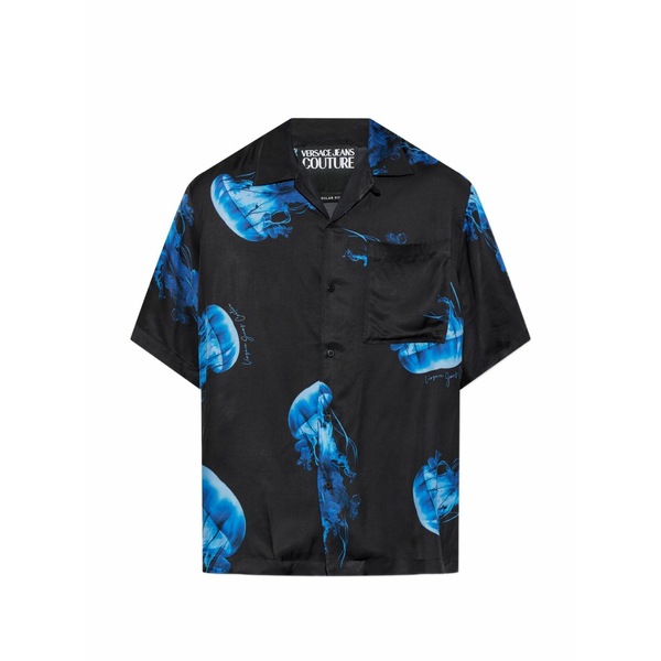呼びりん探し回る メンズ プルオーバー トップス Jellyfish-print shirt Black