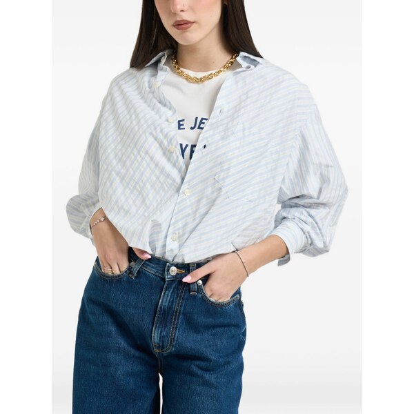 ロイロジャース レディース シャツ トップス Striped long-sleeve shirt Blue