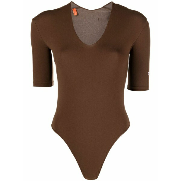 戸呂 プレストン レディース プルオーバー トップス Cut-out short-sleeve bodysuit Brown