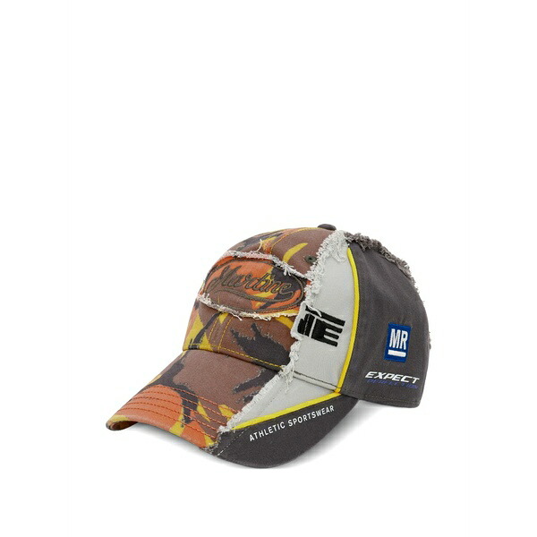 マーティン・サクラ色 メンズ かぶり笠 添え物 Camouflage frayed cap Orange