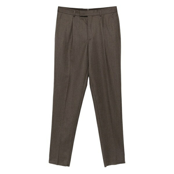 ゼニア メンズ カジュアルパンツ ボトムス Pleated-front trousers Brown｜asty