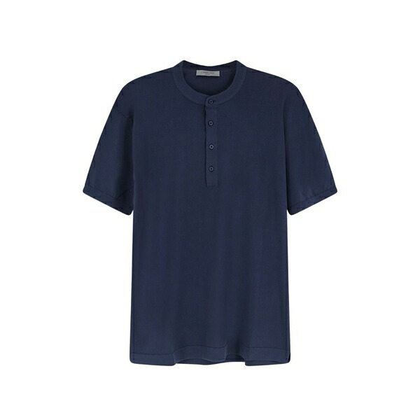 コルネリアーニ メンズ スポーツシャツ トップス Collarless polo shirt Blue