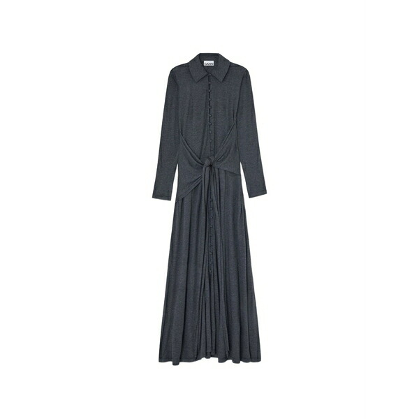 ガニー レディース ワンピース トップス Buttoned tie-waist maxi dress Grey｜asty