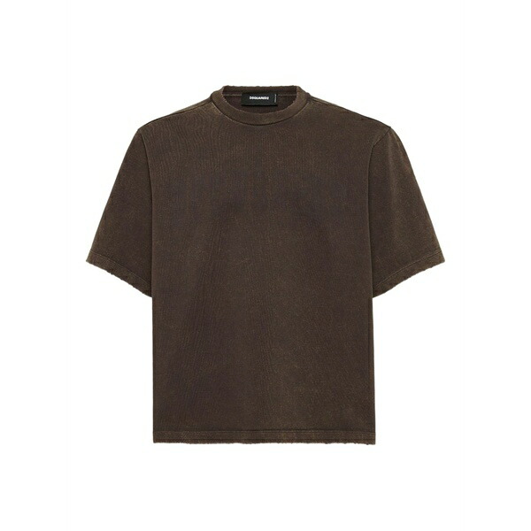 ディースクエアード メンズ プルオーバー トップス Raw edge t-shirt Brown