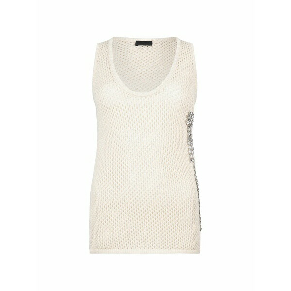 リュージョー レディース カットソー トップス Precious stones mesh tank top White