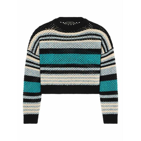 アラヌイ レディース 編み物\u0026スウェーター アウター Ocean stripes open-knit sweater Black