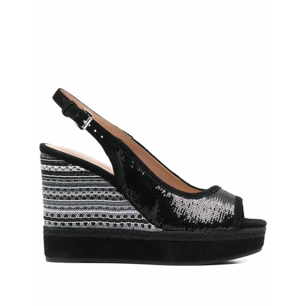 ジェオックス レディース サンダル シューズ 120粍 yulimar sequin-embellished wedged sandals Black コンフォートサンダル-レディース靴-靴