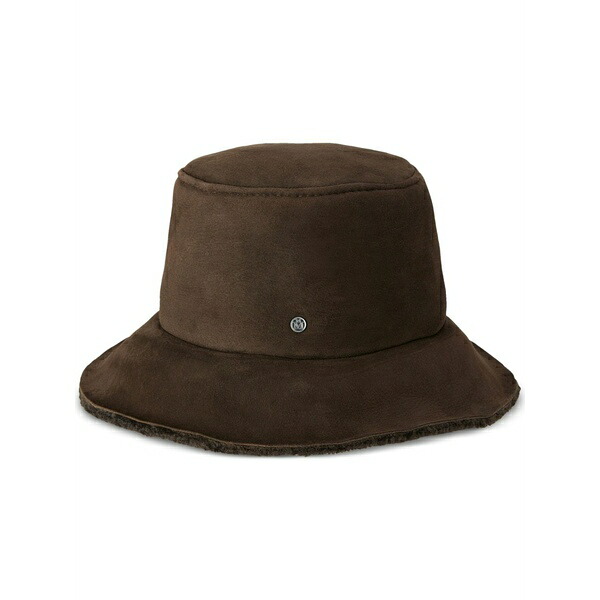 メゾンミッシェル レディース 帽子 アクセサリー Fredo sheepskin bucket hat Brown|asty
