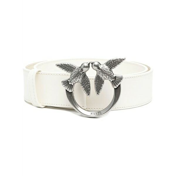 ピンコ レディース ベルト アクセサリー Love berry logo-plaque leather belt White｜asty