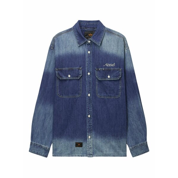 アルファインダストリーズ メンズ シャツ トップス Ombre-effect denim shirt Blue