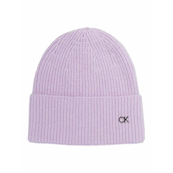 カルバンクライン レディース 帽子 アクセサリー Re-lo ribbed-knit beanie Purple|asty