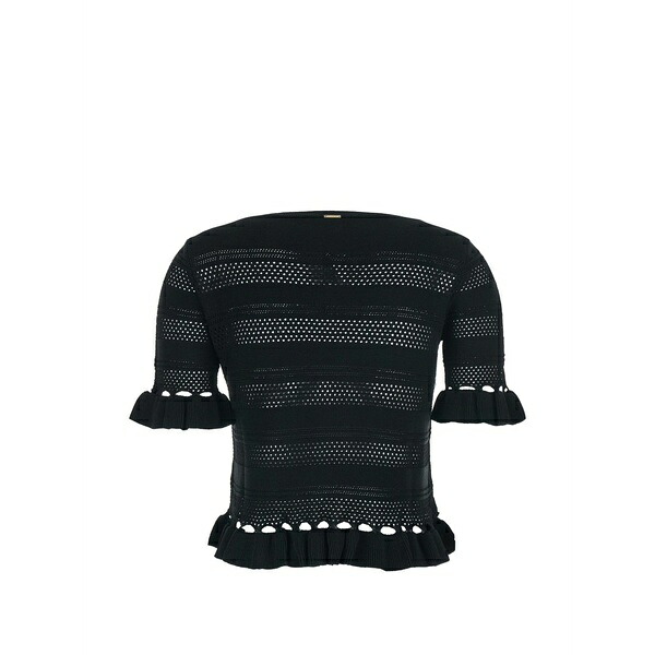 ツイン仕掛ける レディース プルオーバー トップス Ruffled top Black