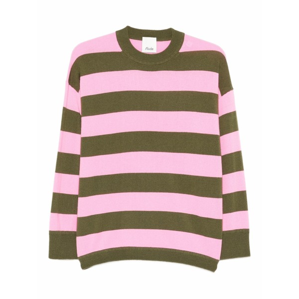 アリュード レディース ニット&セーター アウター Striped-pattern sweater Pink｜asty