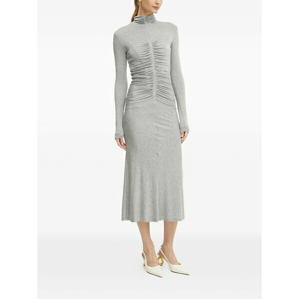 ピンコ レディース 衣装 トップス Zip-up ruched MIDI dress Grey