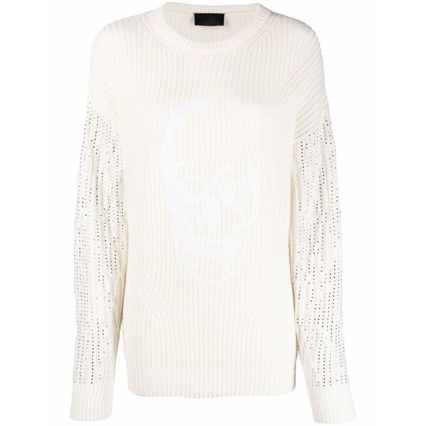 フィリップ飾り気のない レディース 編み物\u0026プルオーバー アウター Crystal-embellished knitted jumper Neutrals