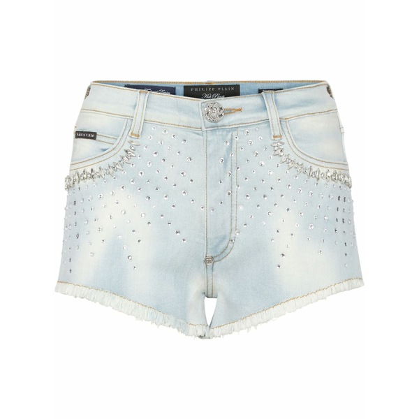 フィリップ飾り気の無い レディース 心地好いズボン下 ボトムス Strass denim shorts Blue