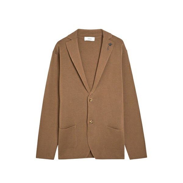 ラルディーニ メンズ ジレー アウター Button-up cotton cardigan Brown