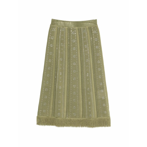 マージュ レディース スカート ボトムス Fringed floral midi skirt Green