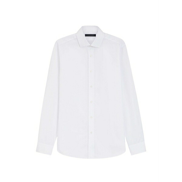ボス メンズ シャツ トップス Long-sleeved cotton shirt White|asty