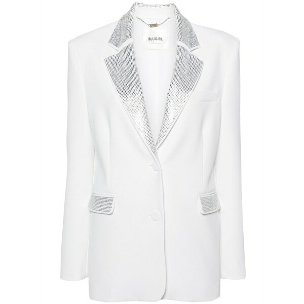青色御姉さん レディース 上衣＆上衣 アウター Embellished suit White