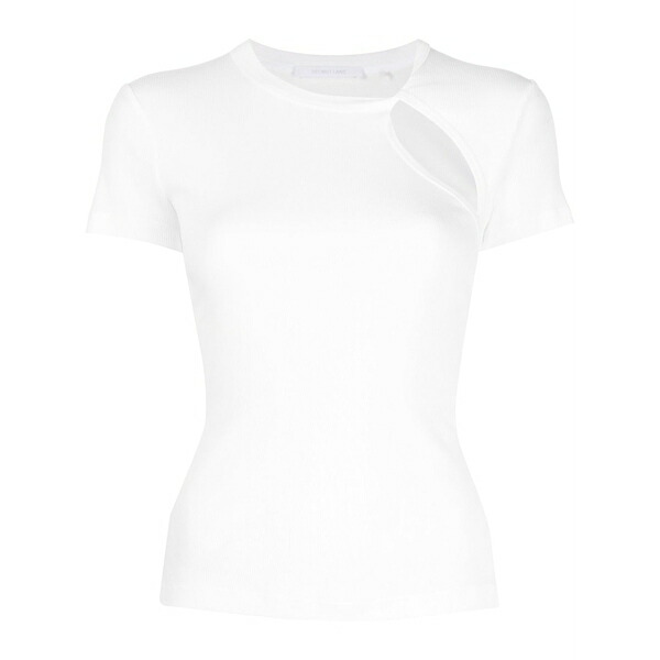 ヘルムート 言葉づかい レディース プルオーバー トップス Asymmetric short-sleeve top  White