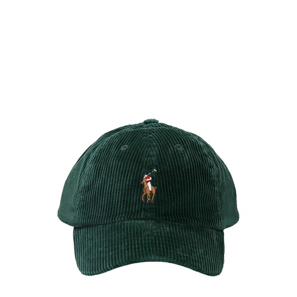 ラルフローレン メンズ かぶり笠 付属品 Logo-embroidered corduroy cap Green
