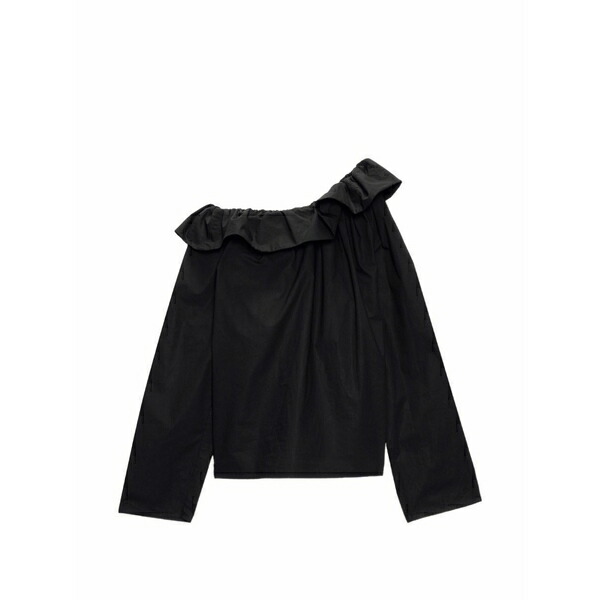エムエスジイエム レディース プルオーバー トップス Ruffled-neck blouse Black