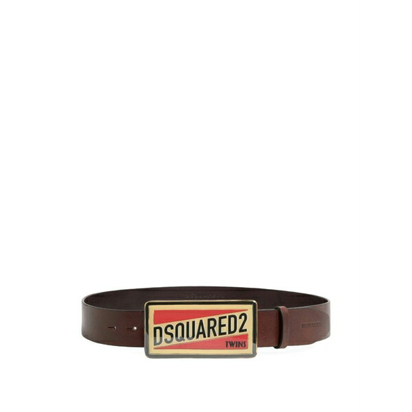 ディースクエアード メンズ 胴締め 佩び物 Logo plaque belt Brown
