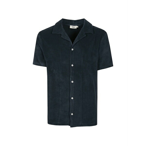 アルテア メンズ プルオーバー トップス Short-sleeve towelling shirt Blue カジュアルシャツ-メンズファッション-トップス