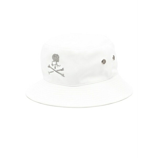 お師匠さん肝ったま 世界 メンズ 鳥打ち帽 付属物 Logo print bucket hat White