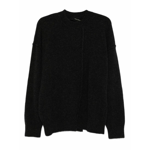 イザベル・ベネナート メンズ 編み物\u0026スウェーター アウター Asymmetric-seam wool sweater Black