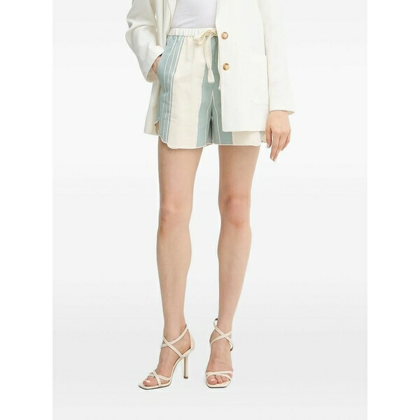 フォルテ フォルテ レディース 心地好いズボン下 ボトムス Stripe scalloped short shorts Neutrals パンツ-ボトムス-レディースファッション