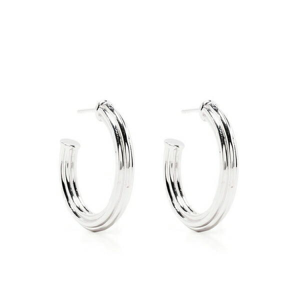ミッソマ レディース ピアス＆イヤリング アクセサリー Large ridge hoop earrings Silver｜asty