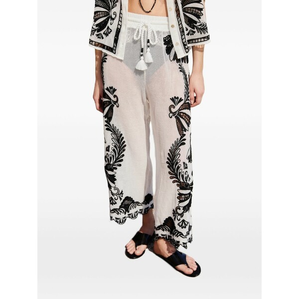 ファーム リオ レディース カジュアルパンツ ボトムス Drawstring floral trousers White｜asty