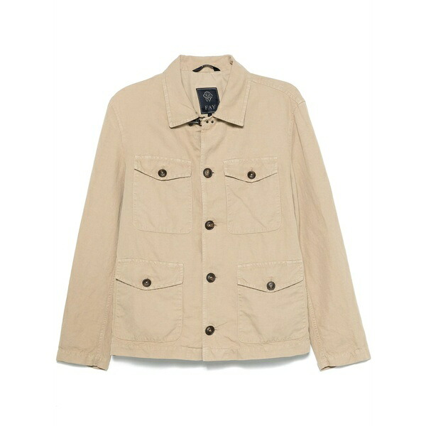 フェイ メンズ ジャケット&ブルゾン アウター Classic-collar shirt jacket Neutrals|asty