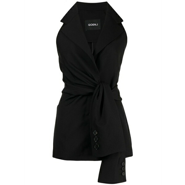ゴエンジェイ レディース 上衣＆上衣 アウター Knot-detailing sleeveless blazer Black