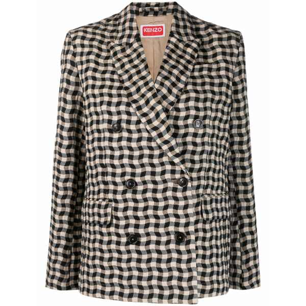 ケンゾー レディース 上衣＆上衣 アウター Wavy check double-breasted blazer Neutrals
